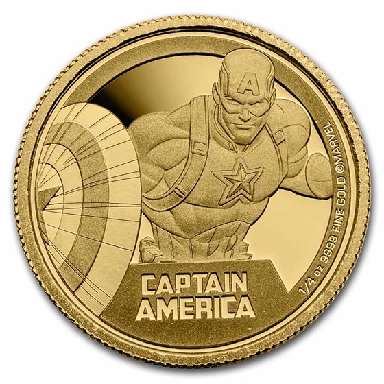 2023 Niue 1/4 oz Au Coin $25 Marvel: Captain America™ (Box & COA) 2023 Niue 1/4 oz Au Coin $25 Marvel: Captain America™ (Box & COA)