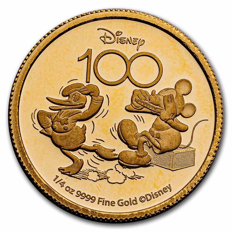 2023 Niue 1/4 oz Gold $25 Disney 100 Years - Mickey & Donald