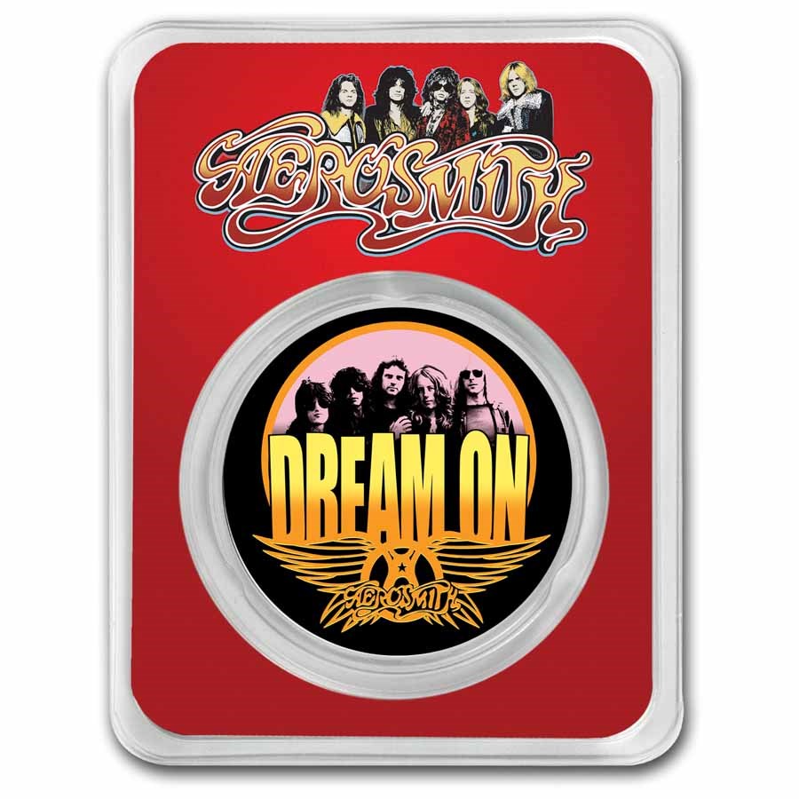 2023 Niue 1 oz Ag $2 Aerosmith Colorized 50th Dream On in TEP