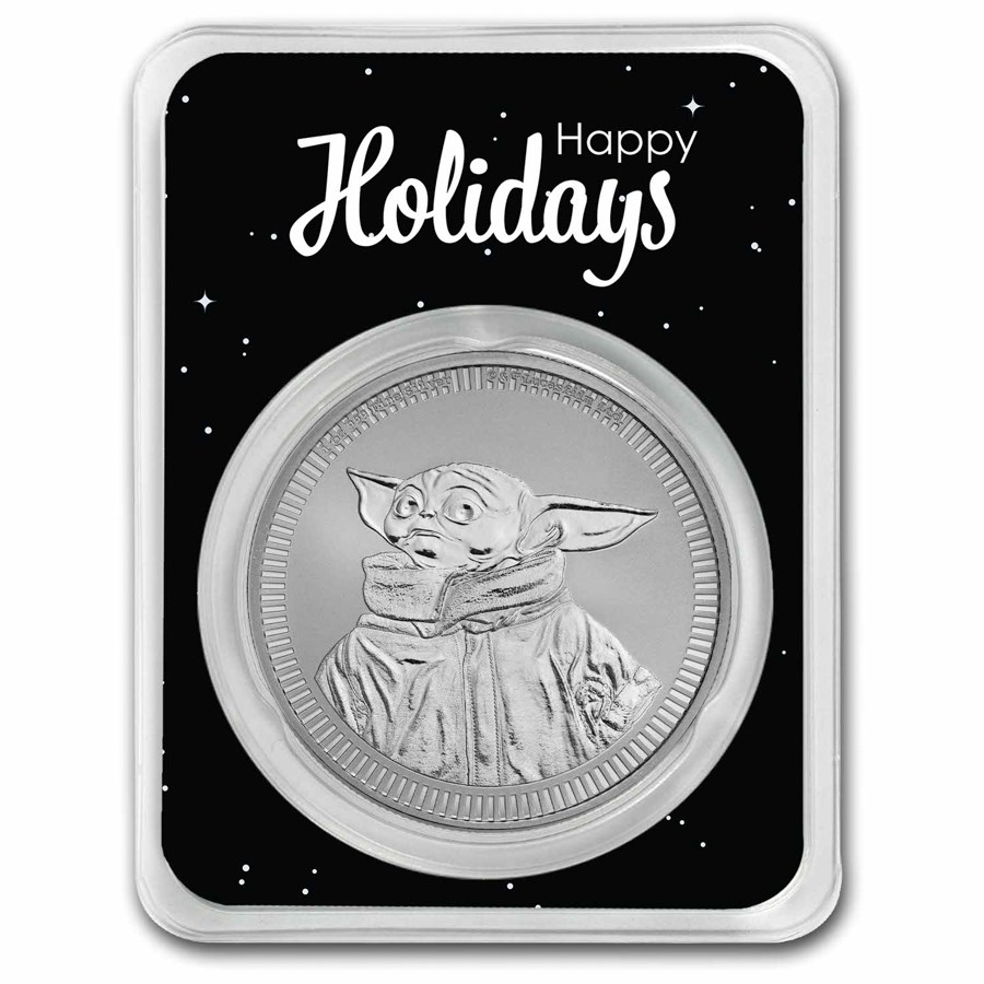 2023 Niue 1 oz Ag $2 Grogu Baby Yoda in Serialized Holiday TEP