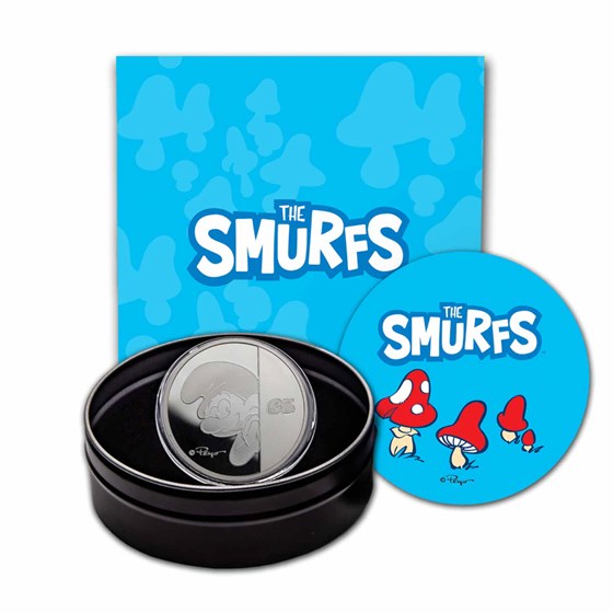 2023 Niue 1 oz Proof Silver Smurfs 65th Anniversary (Abrasions) 2023 Niue 1 oz Proof Silver Smurfs 65th Anniversary (Abrasions)