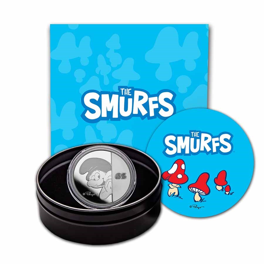 2023 Niue 1 oz Proof Silver Smurfs 65th Anniversary