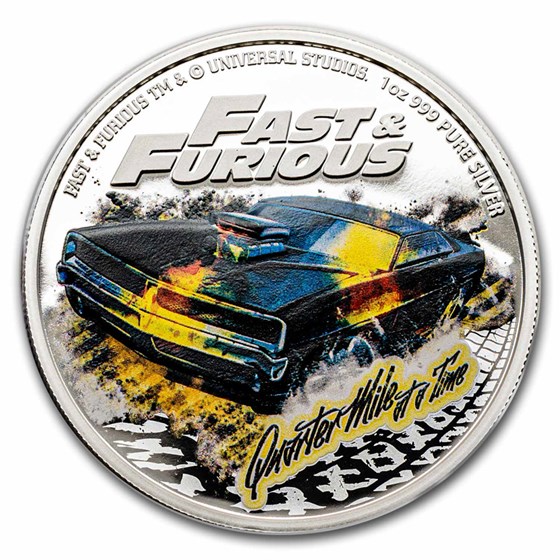 2023 Niue 1 oz Silver $2 Colorized Fast & Furious Quarter Mile