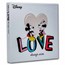 2023 Niue 1 oz Silver $2 Disney Heart-Shaped Love Mickey & Minnie