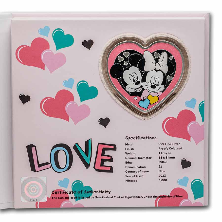 Buy 2023 Niue 1 oz Silver $2 Disney Heart-Shaped Love Mickey