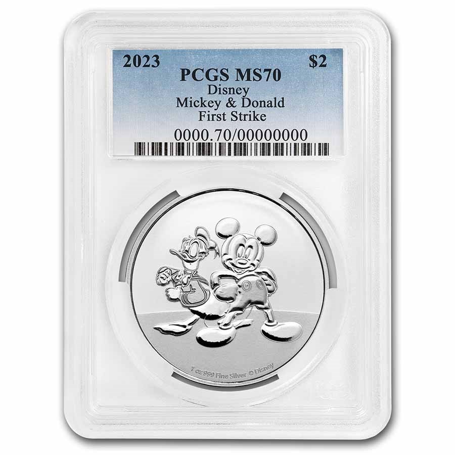 2023 Niue 1 oz Silver $2 Disney Mickey & Donald MS-70 PCGS (FS)