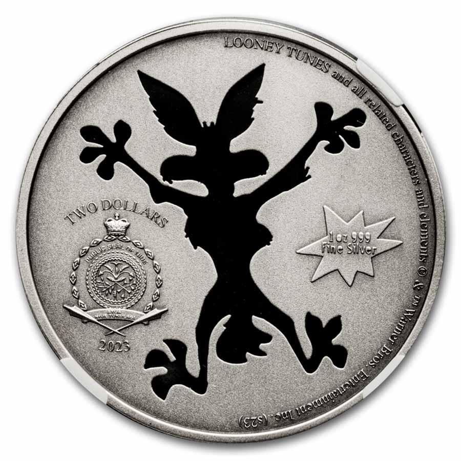 2023 Niue 1 oz Silver $2 Looney Tunes: Wile E. Coyote MS-70 NGC