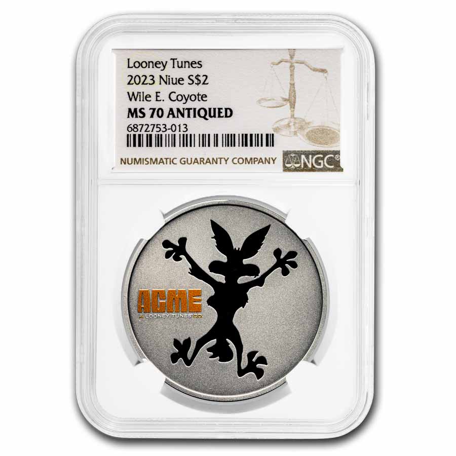 2023 Niue 1 oz Silver $2 Looney Tunes: Wile E. Coyote MS-70 NGC
