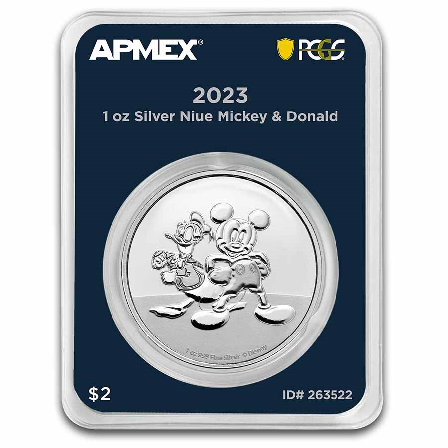 2023 Niue 1 oz Silver $2 Mickey & Donald (MD® Premier + PCGS FS)