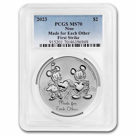 2023 Niue 1 oz Silver $2 Mickey & Minnie MS-70 PCGS (FS) 2023 Niue 1 oz Silver $2 Mickey & Minnie MS-70 PCGS (FS)