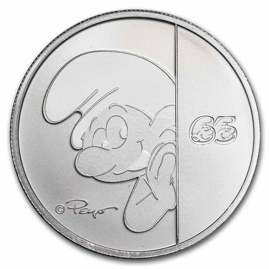 2023 Niue 1 oz Silver $2 Smurfs 65th Anniversary (Abrasions)