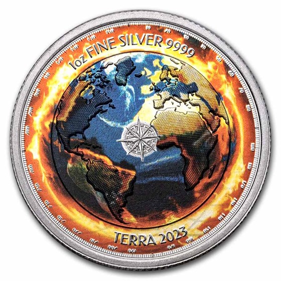 2023 Niue 1 oz Silver Burning Earth Global Warming Terra II 2023 Niue 1 oz Silver Burning Earth Global Warming Terra II
