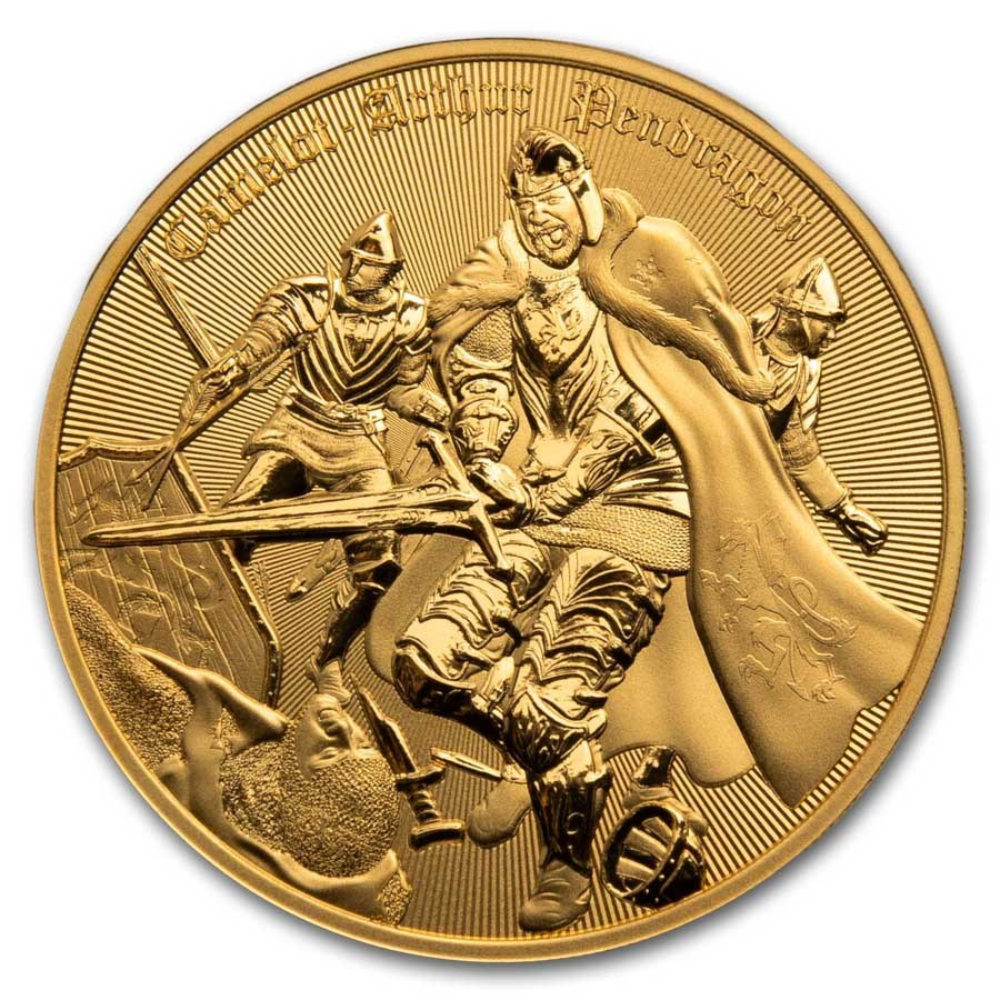 2023 Niue 1 oz Silver Gilded Camelot: Arthur Pendragon BU