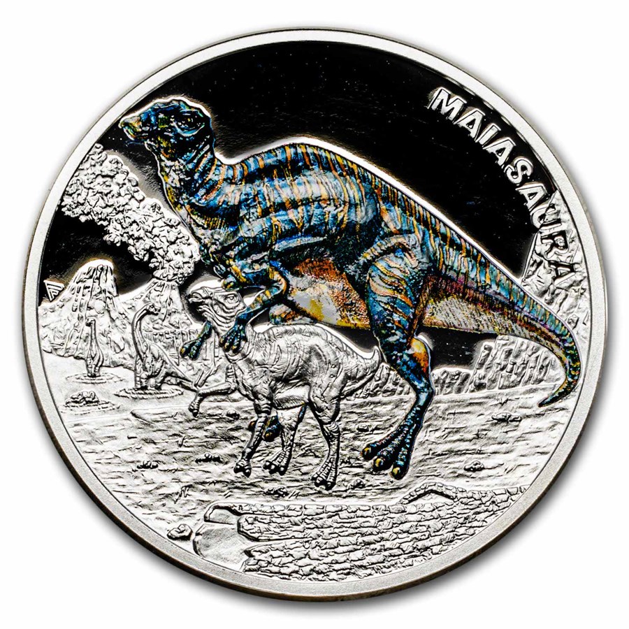 2023 Niue 1 oz Silver Prehistoric World: Maiasaura