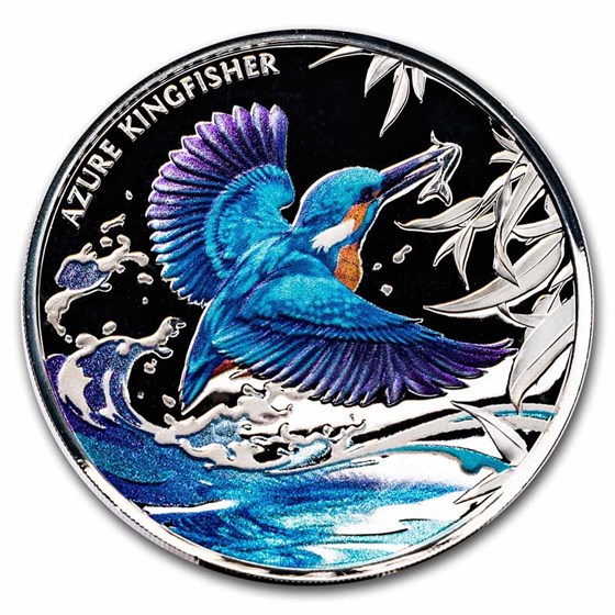 2023 Niue 1 oz Silver Proof Azure Kingfisher