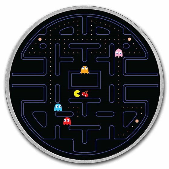 2023 Niue 2 oz Ag $5 PAC-MAN Circular Maze Colorized Proof Coin 2023 Niue 2 oz Ag $5 PAC-MAN Circular Maze Colorized Proof Coin