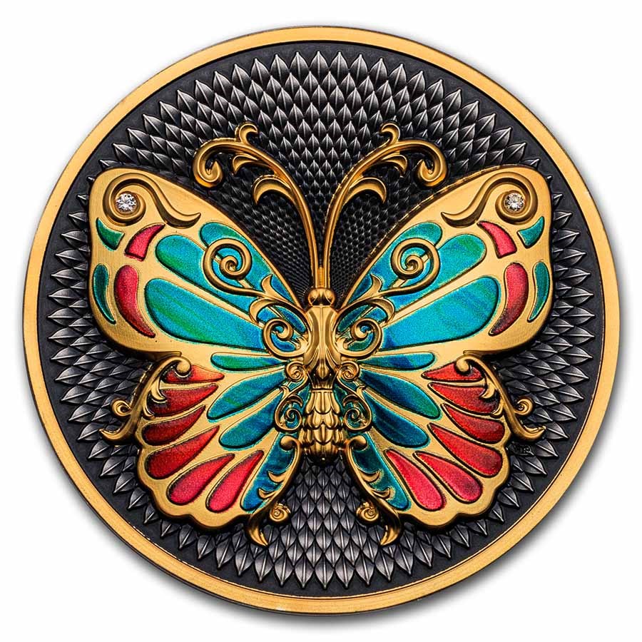 2023 Niue 2 oz Silver Antique Butterfly