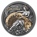 2023 Niue 2 oz Silver Antique Fortuna (Gilded) w/ Box & COA