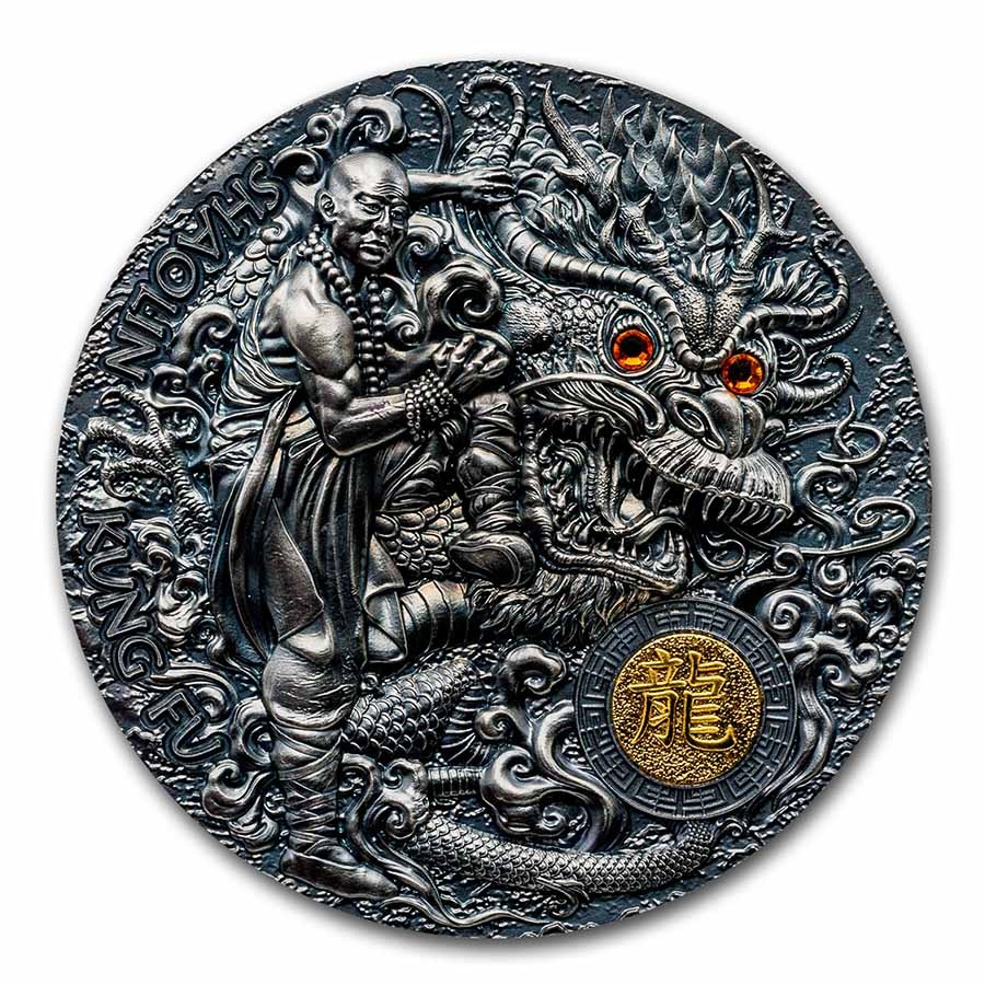 2023 Niue 2 oz Silver Antique Shaolin Kung Fu Dragon