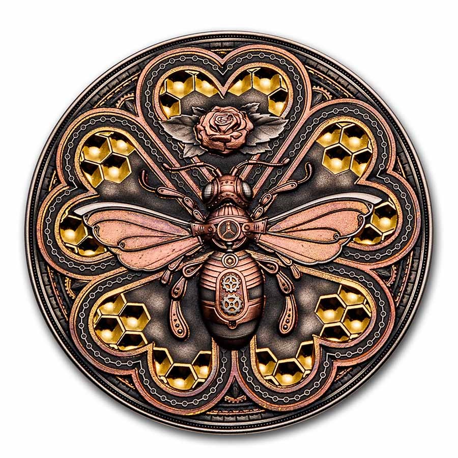 2023 Niue 2 oz Silver Antique Steampunk: Metal Bee