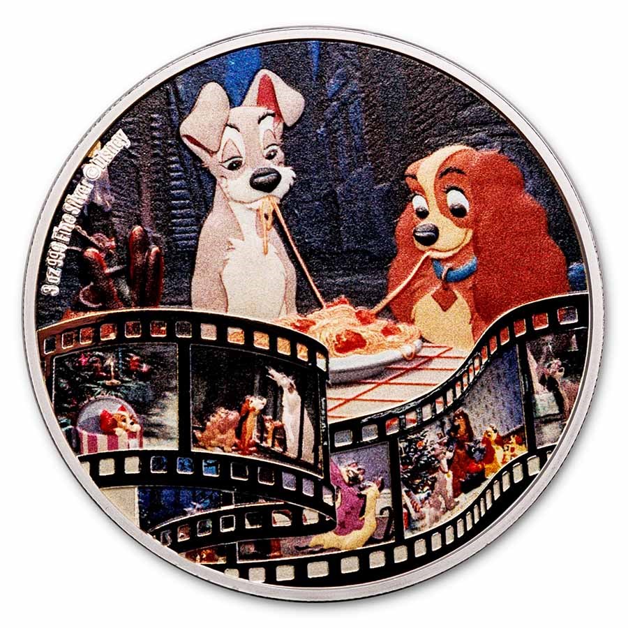 2023 Niue 3 oz Silver $10 Disney Masterpieces: Lady & The Tramp