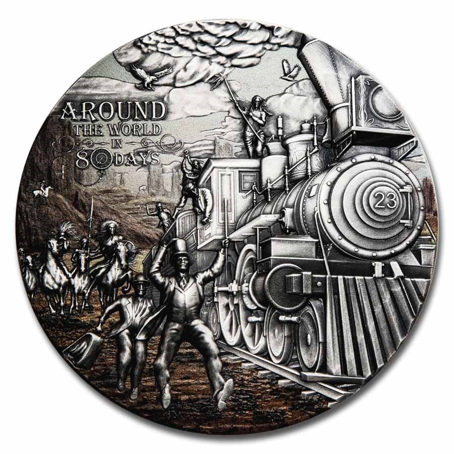 2023 Niue 3 oz Silver Around the World in 80 Days: Train Trip