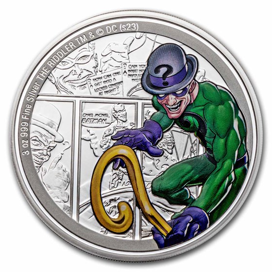 2023 Niue 3 oz Silver Coin $10 DC Villains: THE RIDDLER™