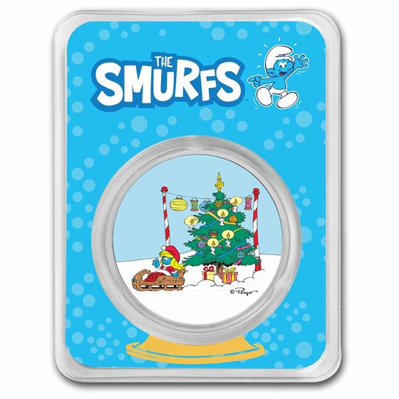 2023 Niue Colorized 1 oz Silver $2 Smurfette Christmas in TEP 2023 Niue Colorized 1 oz Silver $2 Smurfette Christmas in TEP