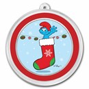 2023 Niue Colorized 1 oz Silver $2 Smurfs Christmas Ornament