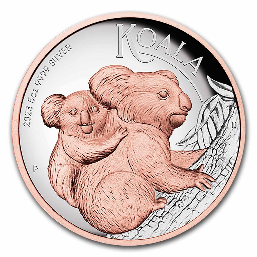 2023-P Australia 5 oz Silver Gilded Koala Proof (High Relief)