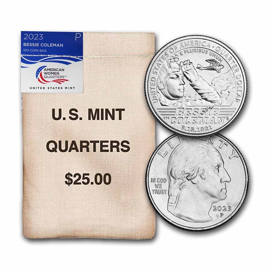 2023-P Bessie Coleman American Women Qtr $25 100-Coin Bag BU
