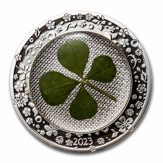 2023 Palau 1 oz Silver $5 Four-Leaf Clover Ounce of Luck Proof 2023 Palau 1 oz Silver $5 Four-Leaf Clover Ounce of Luck Proof