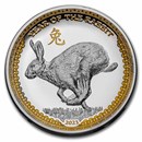 2023 Palau 1 oz Silver $5 Year of the Rabbit Proof (Gilded Gold)