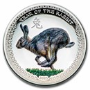 2023 Palau 1 oz Silver Year of the Rabbit (No Box/COA) Colorized