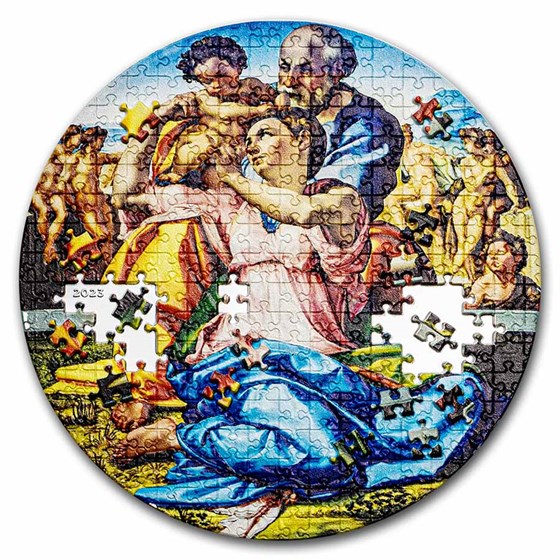 2023 Palau 3 oz Silver Micropuzzle: Doni Tondo by Michelangelo 2023 Palau 3 oz Silver Micropuzzle: Doni Tondo by Michelangelo