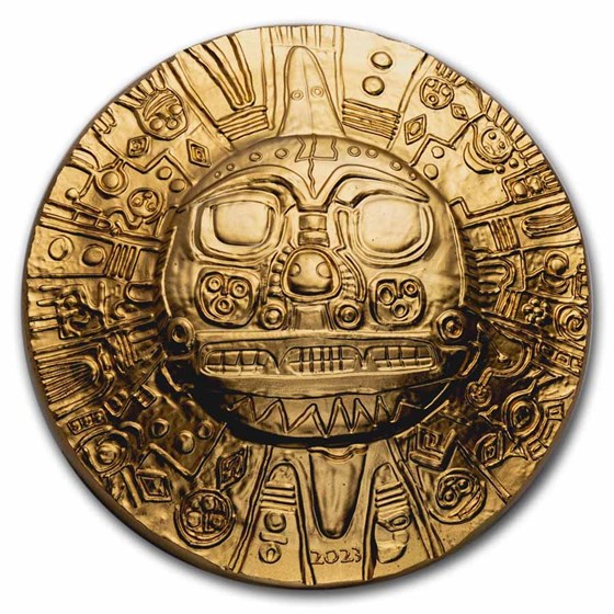 2023 Palau 500 Gram Silver $5 Domed Inca Sun God (Gilded Gold) 2023 Palau 500 Gram Silver $5 Domed Inca Sun God (Gilded Gold)