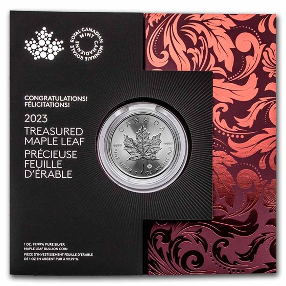 2023 RCM $5 1 oz Ag Treasured Silver Maple Leaf Congratulations