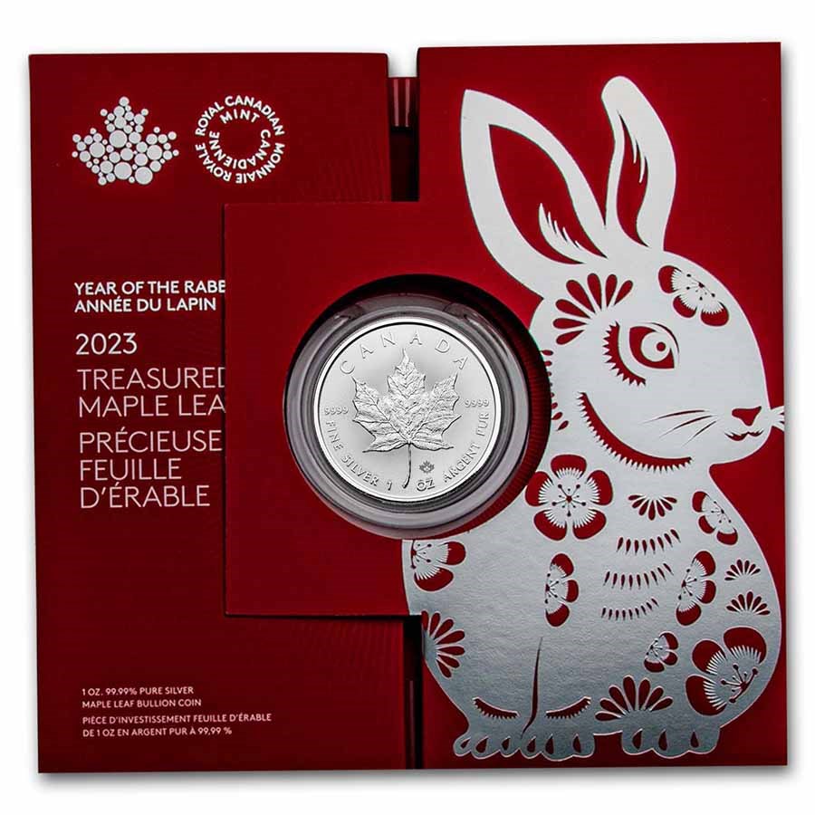 2023 RCM $5 1 oz Silver Treasured Maple Leaf Year of the Rabbit