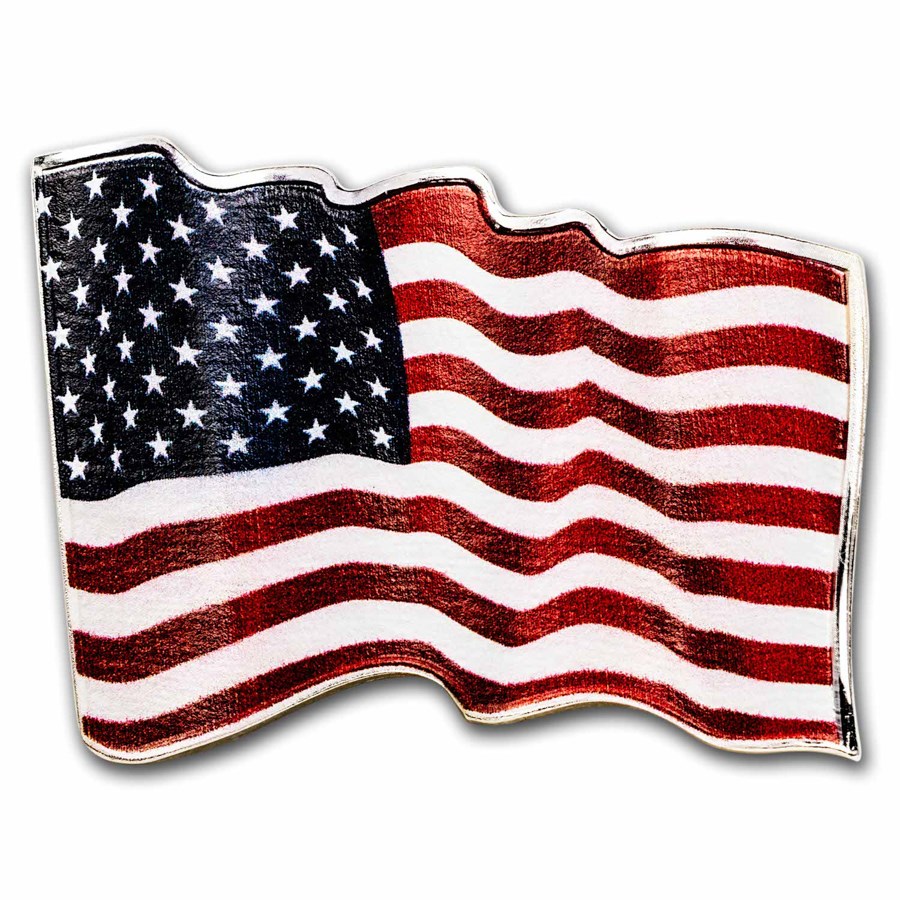 2023 Republic of Cameroon 1 oz Silver 3D Waving American Flag