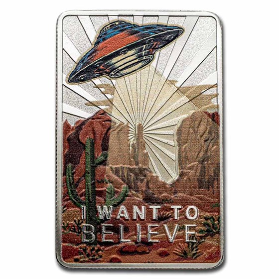 2023 Republic of Cameroon 1 oz Silver Colorized UFO Bar Coin 2023 Republic of Cameroon 1 oz Silver Colorized UFO Bar Coin