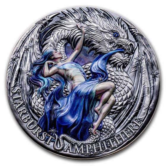 2023 Republic of Cameroon 2 oz Silver Starburst Amphithere 2023 Republic of Cameroon 2 oz Silver Starburst Amphithere