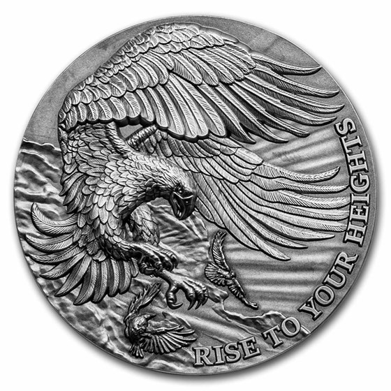 2023 Republic of Ghana 2 oz Silver Antique Eagle and Raven 2023 Republic of Ghana 2 oz Silver Antique Eagle and Raven