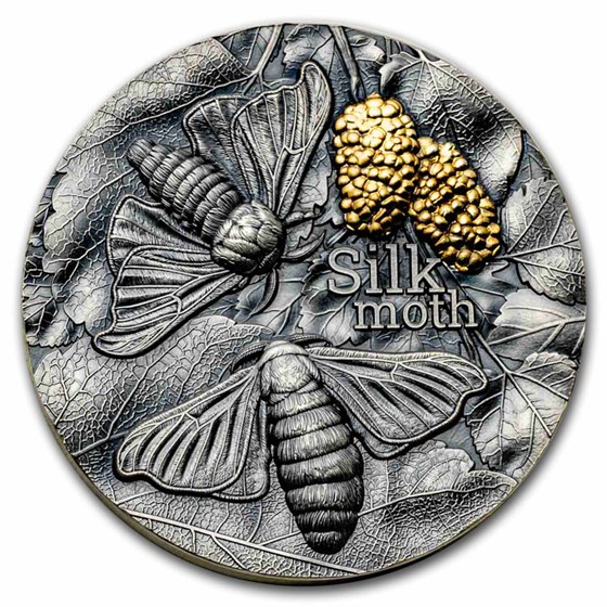 2023 Republic of Ghana 2 oz Silver Nature Architects: Silk Moth 2023 Republic of Ghana 2 oz Silver Nature Architects: Silk Moth
