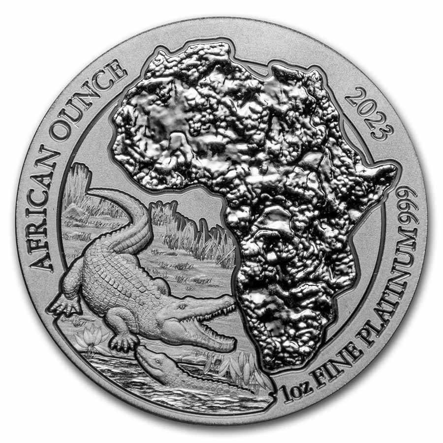 2023 Rwanda 1 oz Platinum African Ounce Nile Crocodile BU