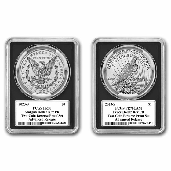 2023-S Morgan & Peace Reverse Proof Set PR-70 PCGS (AR, Black)