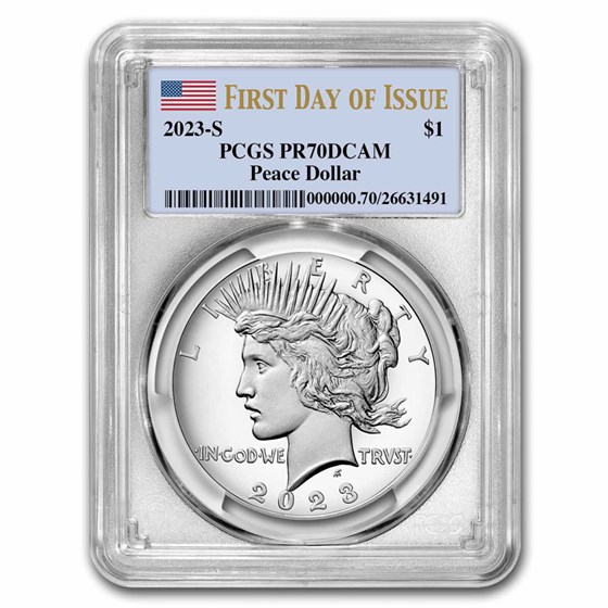 2023-S Proof Silver Peace Dollar PR-70 PCGS (First Day of Issue) 2023-S Proof Silver Peace Dollar PR-70 PCGS (First Day of Issue)