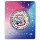 2023 Samoa 1 oz Silver Mermaid Mother and Daughter Prf(Colorized)