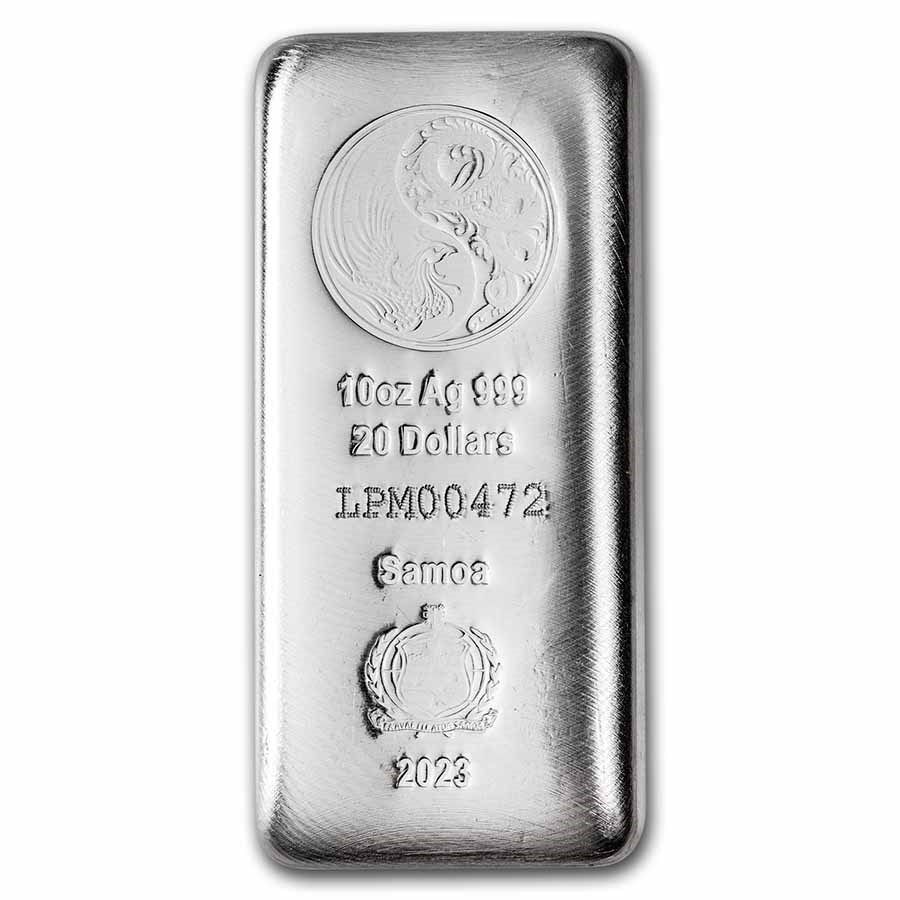 2023 Samoa 10 oz Silver Dragon and Phoenix Coin Bar