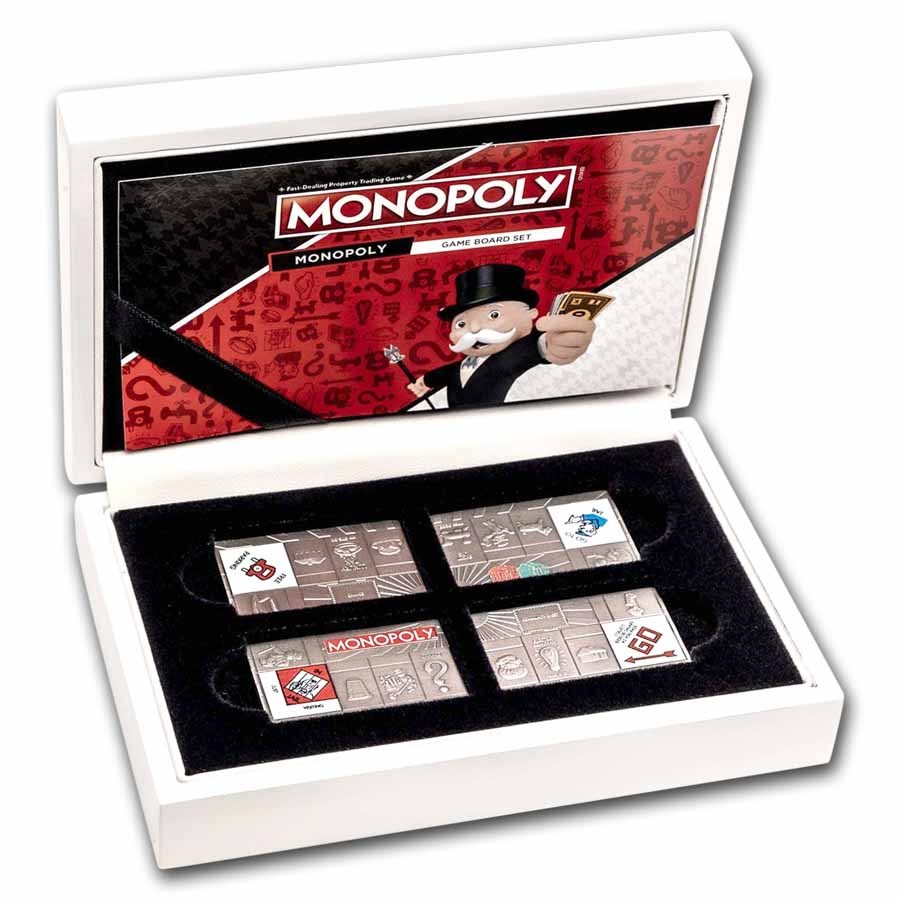 2023 Samoa 4 oz Silver Monopoly Game Board 4Coin Antique Set