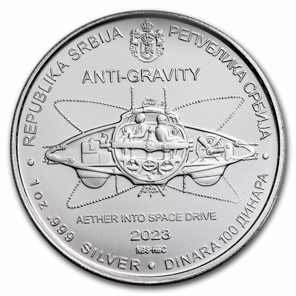 Buy 2023 Serbia 1 oz Silver 100 Dinar Tesla: Anti-Gravity | APMEX